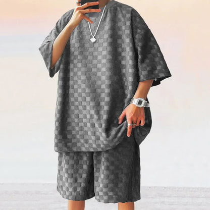 Men Leisure Oversized Two-piece shorts Set